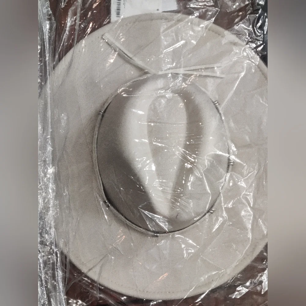 NWT---Knotted Faux Leather Trim Fedora Hat - Picture 4 of 4